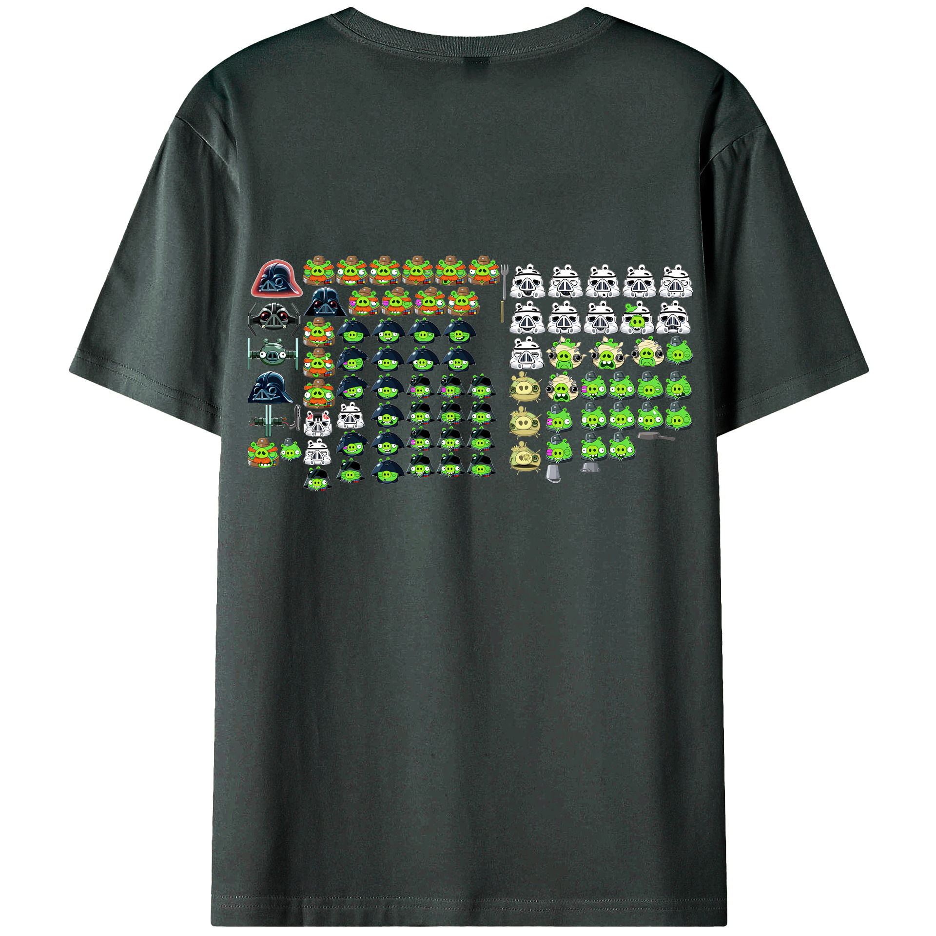 （画像用） Angry Birds アングリーバード 綿100％ メンズ半袖Tシャツ（バックプリント） 通気性